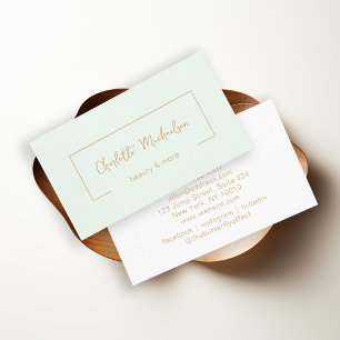 Minimal, Handschrift, Lightgreen Business Card Visitenkarte