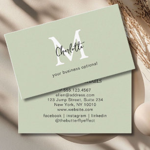 Minimal, Handschrift, Lightgreen Business Card Visitenkarte