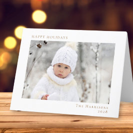 Minimal Happy Holidays Foto White Gold Weihnachten