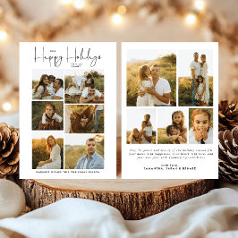 Minimal Happy Holidays Script Family 10 Photos Feiertagskarte