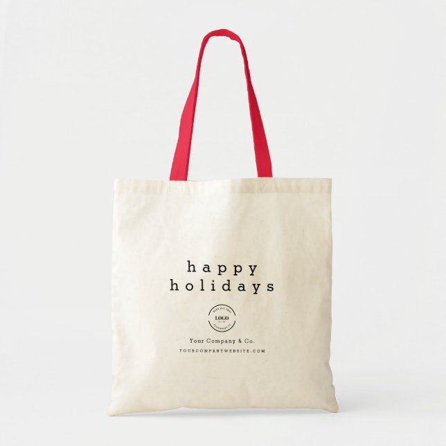 Minimal Happy Holidays Typ Xmas benutzerdefinierte Tragetasche (Vorne)