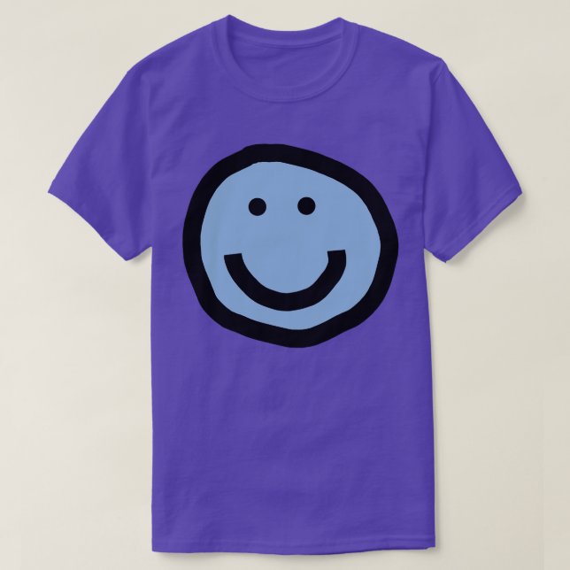 Minimal Happy Smiley Blue T-Shirt (Design vorne)