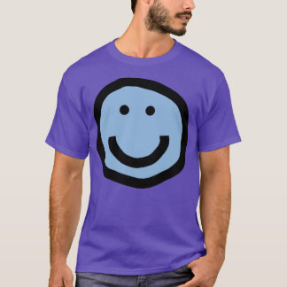 Minimal Happy Smiley Blue T-Shirt