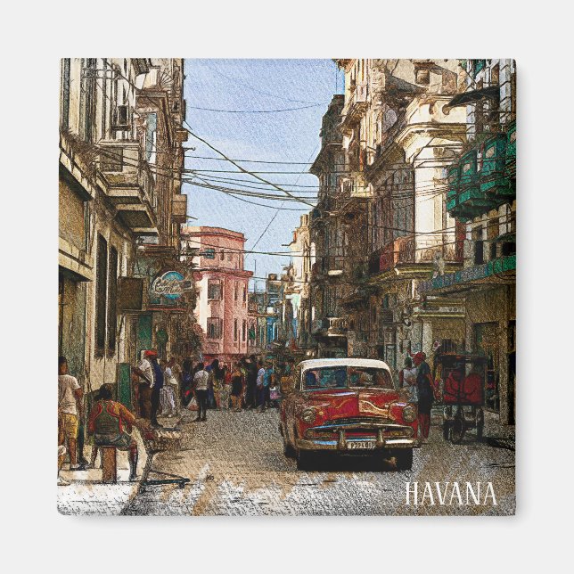 Minimal Havana Kuba Vintag Retro City Magnet (Vorne)
