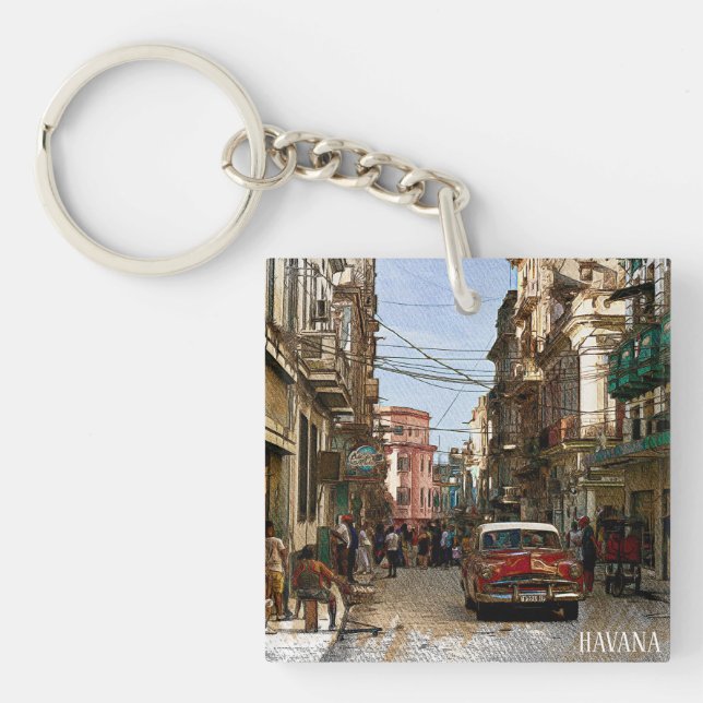 Minimal Havana Kuba Vintag Retro City Schlüsselanhänger (Vorderseite)