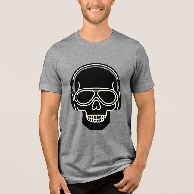 Minimal Headphones Head Silhouette T‑Shirt  Tri-Blend Shirt (Vorderseite)