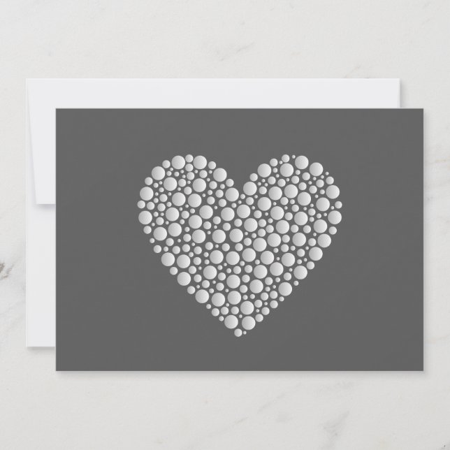 Minimal Heart Circles – White Gradient on Dark  Einladung (Vorderseite)