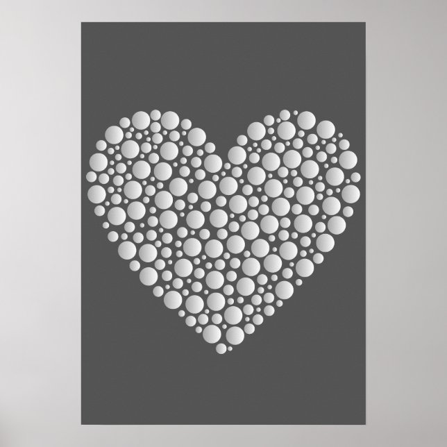 Minimal Heart Circles – White Gradient on Dark  Poster (Vorne)