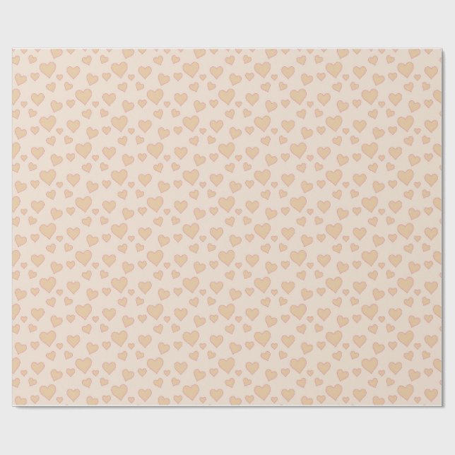 "Minimal Heart Love Wrapping Paper – Beige Aesthet Geschenkpapier (Flach)
