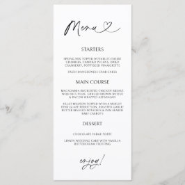 Minimal Heart Menu Card Reception Formal Dinner  Menükarte