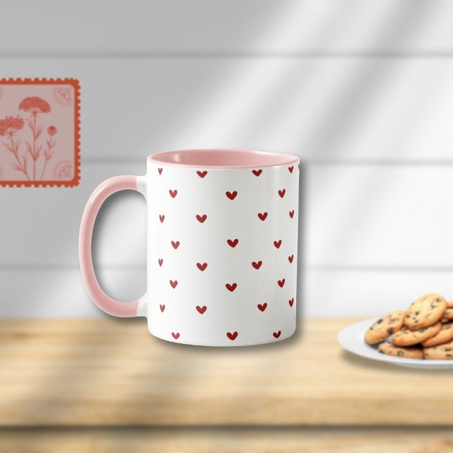Minimal Heart Pattern Mug | Soft Pink Giftable Cup (Créateur téléchargé)