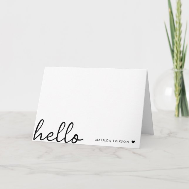 Minimal Hello | Modernes Herz sauber, einfach weiß (Vorderseite)