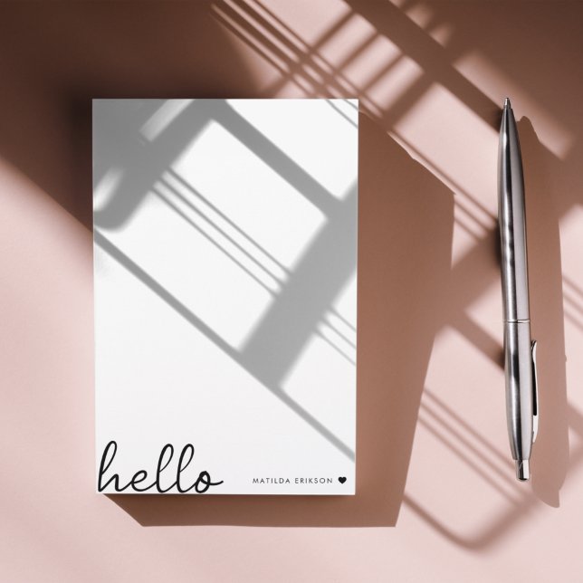 Minimal Hello | Modernes Herz sauber, einfach weiß Post-it Klebezettel (Von Creator hochgeladen)