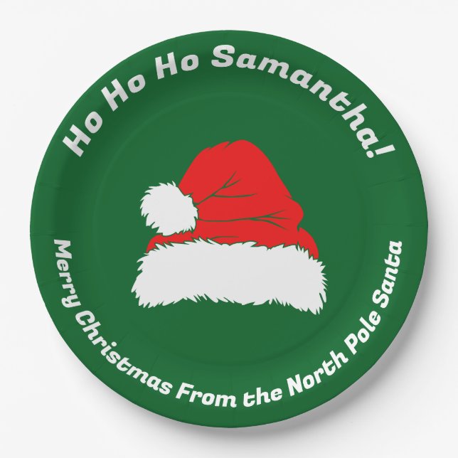 Minimal Ho ho ho Santa Merry Christmas Pappteller (Vorderseite)