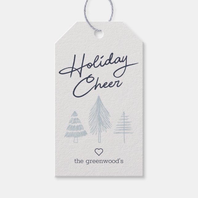Minimal Holiday Cheer Geschenkanhänger (Vorderseite)