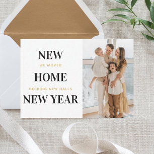 Minimal Holiday Moving Announcement Cards Dankeskarte