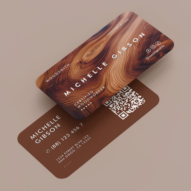 Minimal Holzarbeiter Teak Teak Teak Teak Modern Visitenkarte (Minimal Woodworker Carpenter Teak Wood Modern Business Card
)