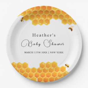 Minimal Honey Bumblebee Boy Baby Dusche Pappteller