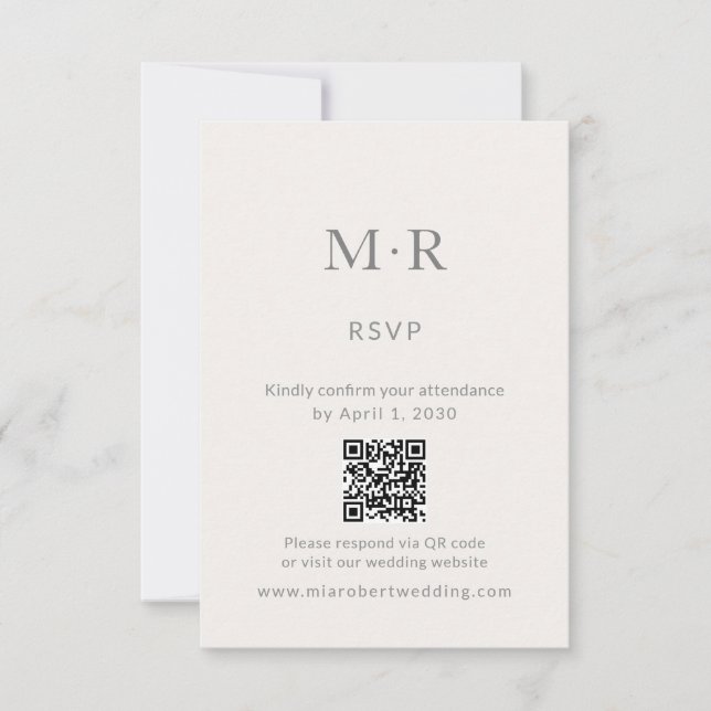 Minimal Intimate Wedding RSVP Card with QR Code Karte (Vorderseite)