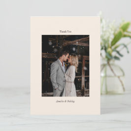 Minimal Ivory Brown Elegant Wedding Custom Photo Dankeskarte
