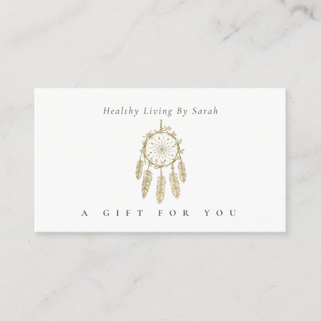 Minimal Ivory Gold Dreamcatcher Geschenkgutschein Visitenkarte (Vorderseite)