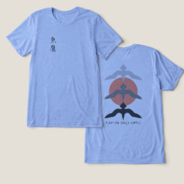 Minimal Japanese Fish Hawk Ukiyo-e Style Blue Tri-Blend Shirt