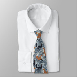 Minimal Japanese Pattern Necktie – Asanoha Wave Krawatte