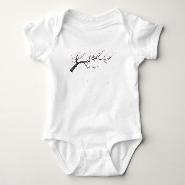 Minimal Japanese Tree Branch Baby Strampler (Vorderseite)
