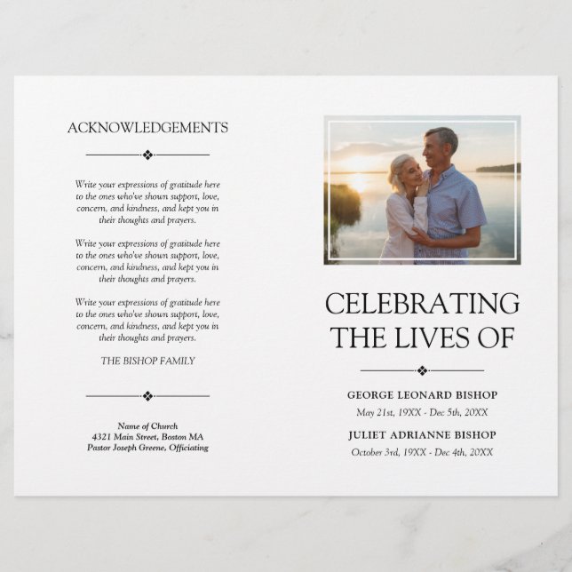 Minimal Joint Celebration of Life Funeral Programm (Vorderseite)