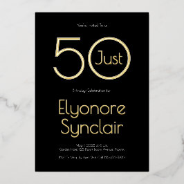 Minimal Just Fifty 50th Birthday Party Folieneinladung