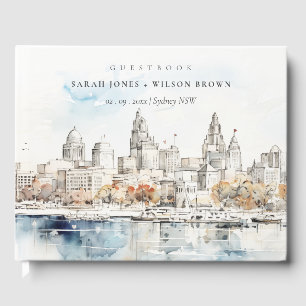 Minimal Kansas City Missouri Wassercolour Wedding Gästebuch