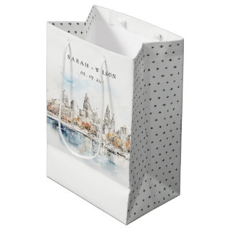 Minimal Kansas City Missouri Wassercolour Wedding Mittlere Geschenktüte