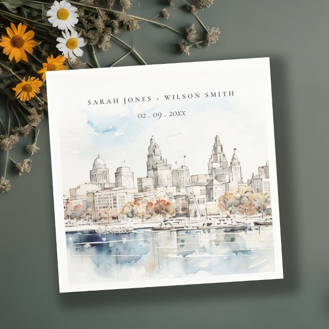 Minimal Kansas City Missouri Wassercolour Wedding Serviette (Von Creator hochgeladen)