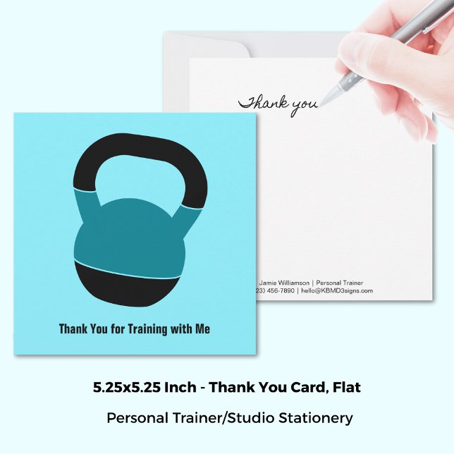 Minimal Kettlebell Electric-Blue Thank You Card Dankeskarte (Minimal Kettlebell Electric-Blue Thank You Card, 5.25x5.25 Inch)
