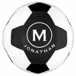 Minimal klassisches Monogramm Schwarz-weiß Fußball