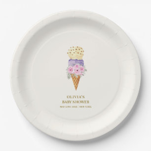 Minimal kleine Blume Scoop Ice Cream Baby Dusche Pappteller