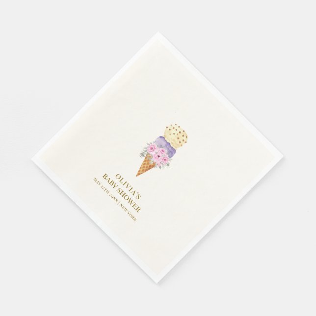 Minimal kleine Blume Scoop Ice Cream Baby Dusche Serviette (Ecke)