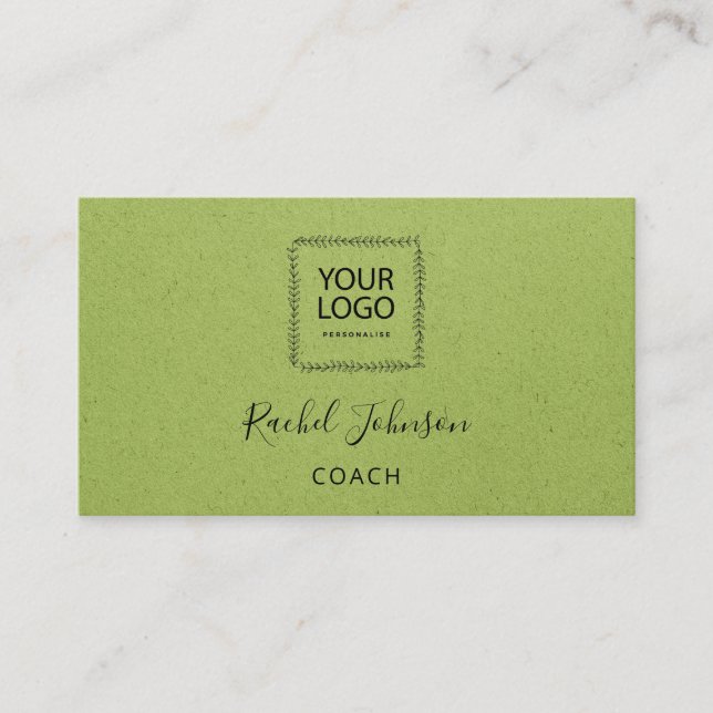 Minimal Kraft Elegant Couch Therapist Rotes Logo Visitenkarte (Vorderseite)