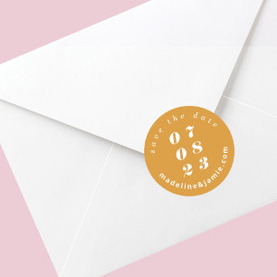 Minimal kühne Hochzeitstermin Save the Date gelb Runder Aufkleber