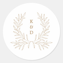 Minimal Laurel Formal Wedding Einladung K310 Klass Runder Aufkleber