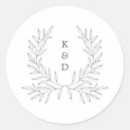 Minimal Laurel Formal Wedding Einladung K310 Runder Aufkleber