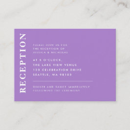 Minimal Lavender Moderne Hochzeitsempfang Begleitkarte