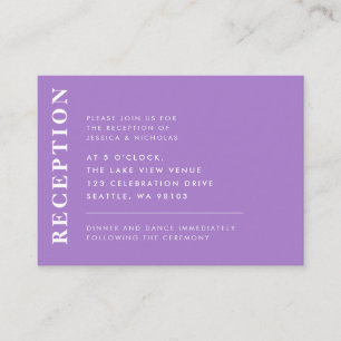 Minimal Lavender Moderne Hochzeitsempfang Begleitkarte