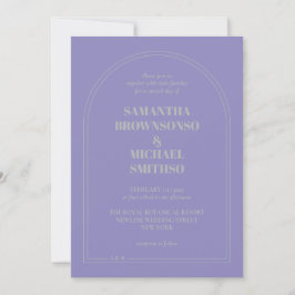 Minimal Lavender Silver Simple Wedding Einladung