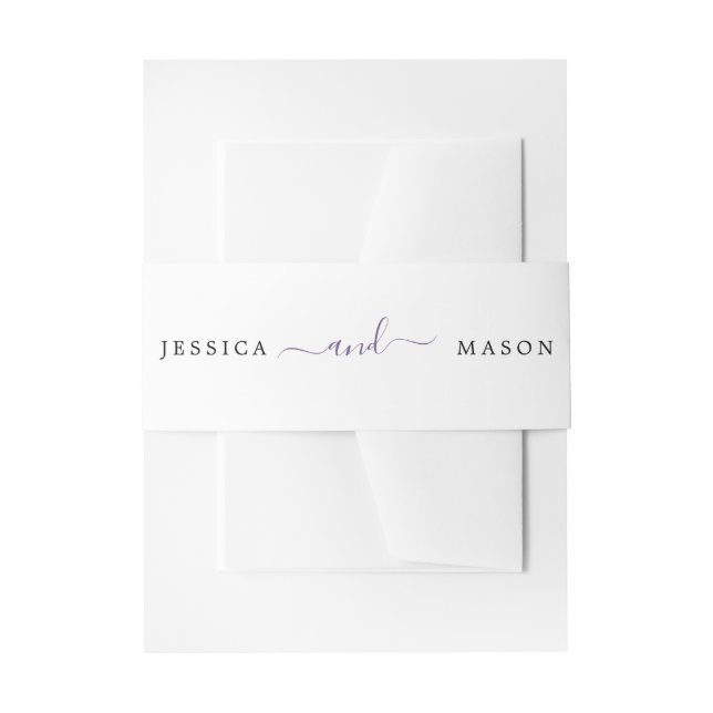 Minimal Lavender Wedding Einladung Belly Bands Einladungsbanderole (Vorderseite Beispiel)