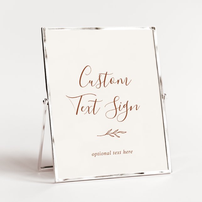 Minimal Leaf | Boho Cream Custom Text Sign Poster (Von Creator hochgeladen)