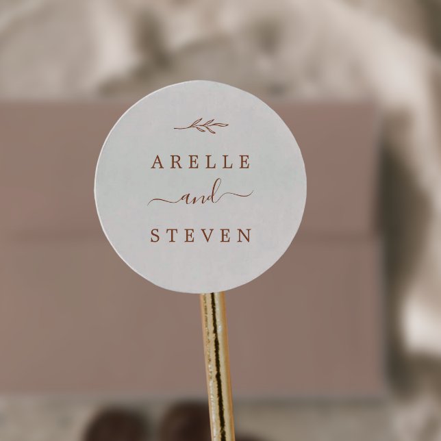 Minimal Leaf | Boho Cream Wedding Envelope Seals Runder Aufkleber (Von Creator hochgeladen)