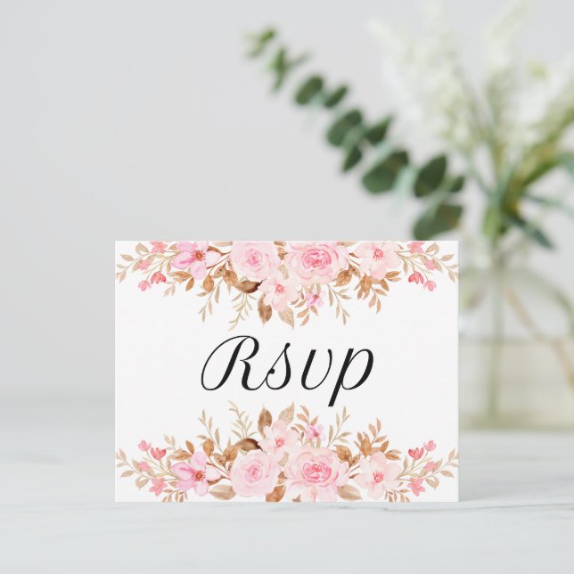 Minimal Leaf Boho Floral Hochzeitsmenü uAwg Einladungspostkarte (Stehend Vorderseite)