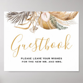 Minimal Leaf Boho Floral Wedding Gästebuch