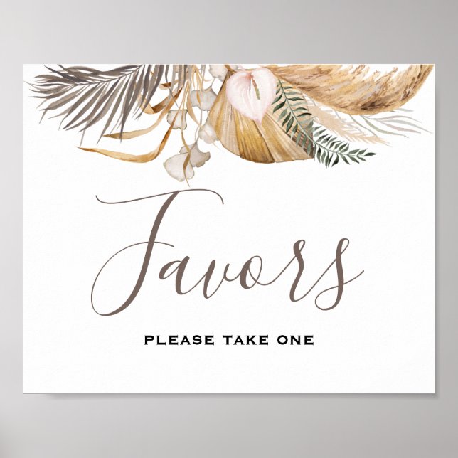 Minimal Leaf Boho Floral Wedding Poster (Vorne)